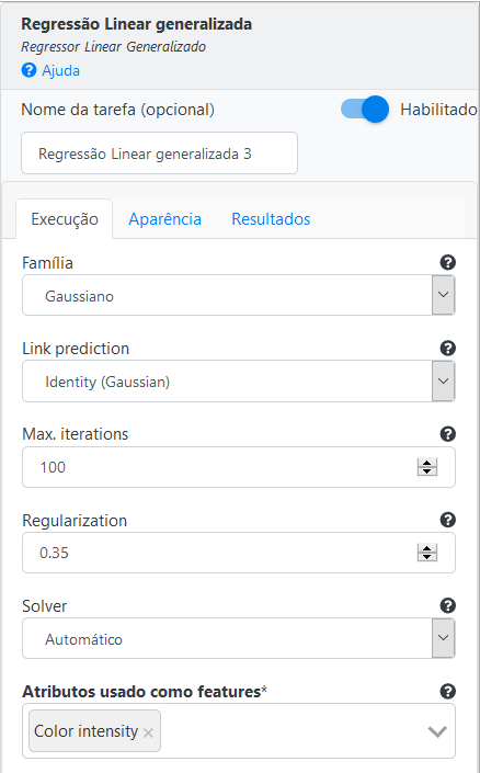 Operação Regressão Linear