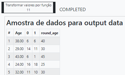Preview do trasnformamento por função