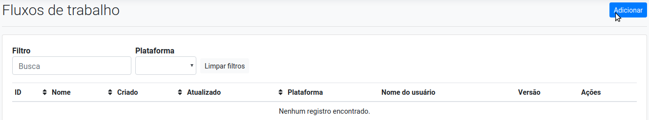 Tabela - Fluxos de Trabalho
