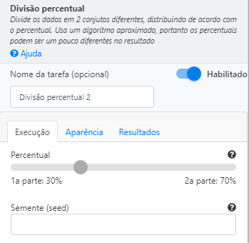 Divisão percentual