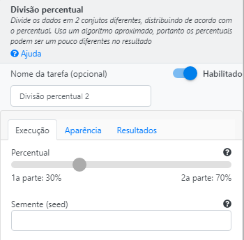 Formulário Divisão Percentual