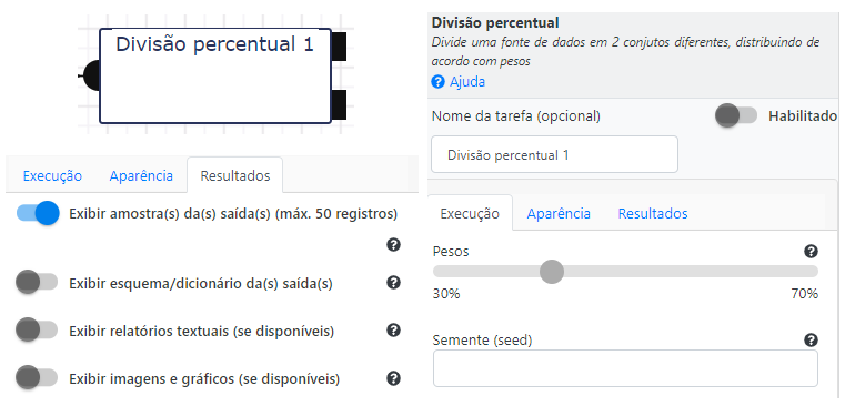 Operação Divisão percentual