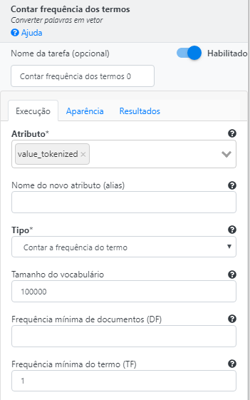Operação Contar frequência dos termos