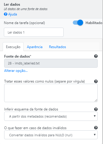 Operação Ler dados