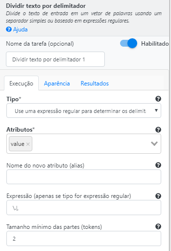 Operação Remover palavras comuns