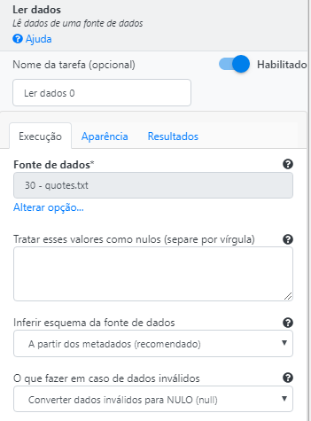 Operação Ler dados